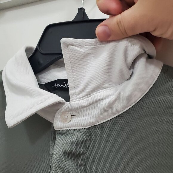 Travis Matthew Men's 2-Tone Gray Colorblock Short Sleeve Athletic Golf Polo Sz L - Picture 4 of 9